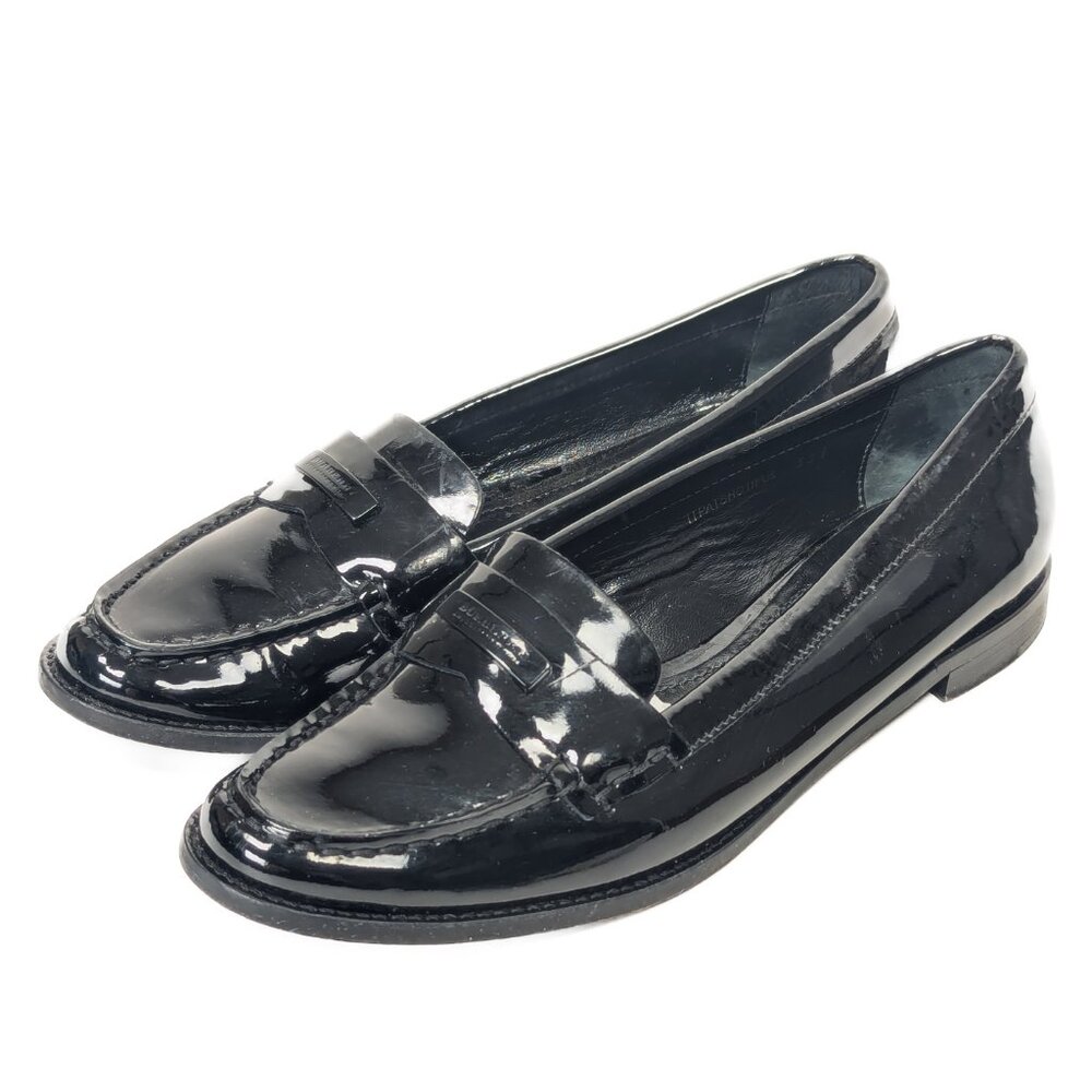 BURBERRY Patent Leather Black Women's Loafers Size 38.5
